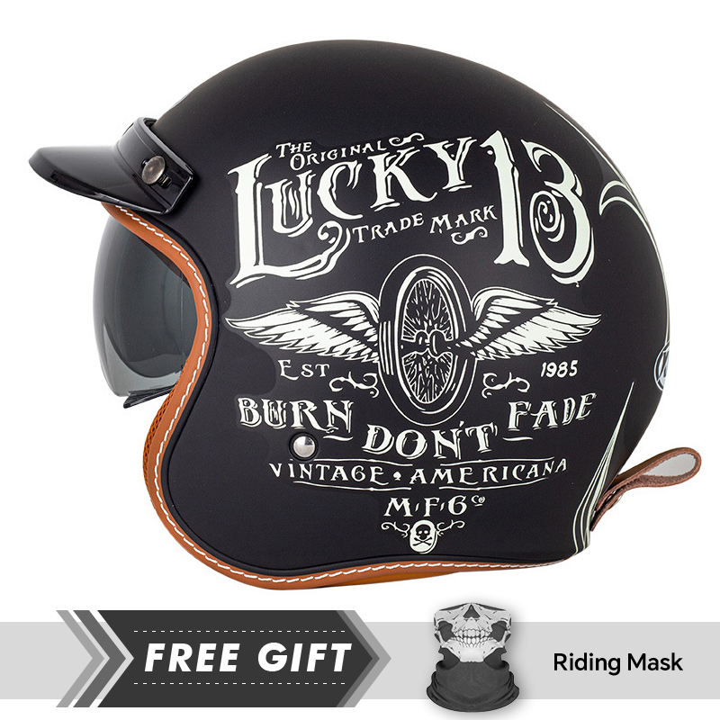 Motorcycle Gear Store - หมวกนิรภัยสำหรับผู้ใหญ่หมวกกันน็อคแบบเปิดหน้าสำหรับผู้ใหญ่หมวกกันน็อคแฟชั่นวินเทจใช้ได้ทั้งสี่ฤดู