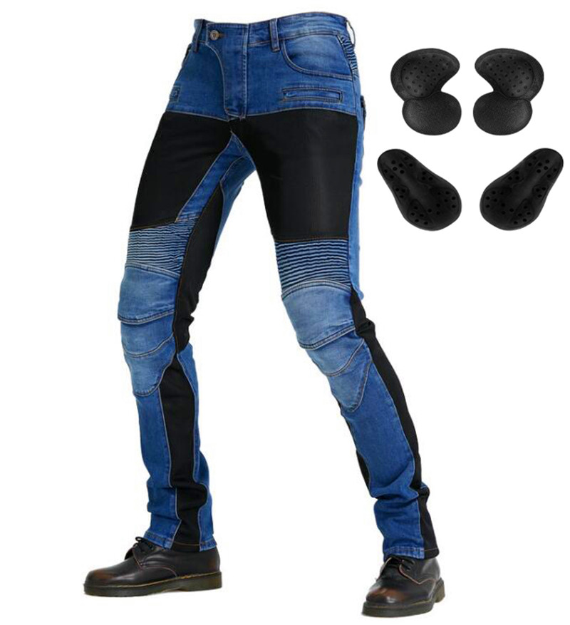 Motorcycle Wearing Gear - เย็บปักถักร้อยรถจักรยานยนต์ Leisure รถจักรยานยนต์ชายฤดูร้อนกางเกงยีนส์ Motorpoof กางเกงยีนส์ป้องกันเกียร์