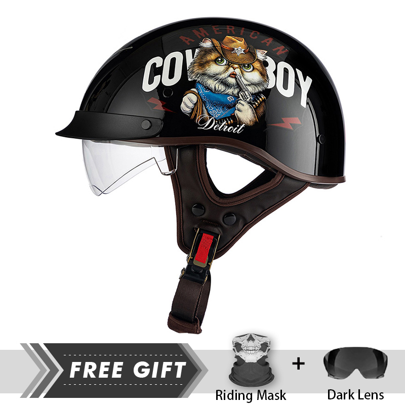 Motorcycle Gear Store - หมวกกันน็อครถมอเตอร์ไซค์ใช้ได้ทั้งผู้ชายและผู้หญิง Helm Half Face Helm Half