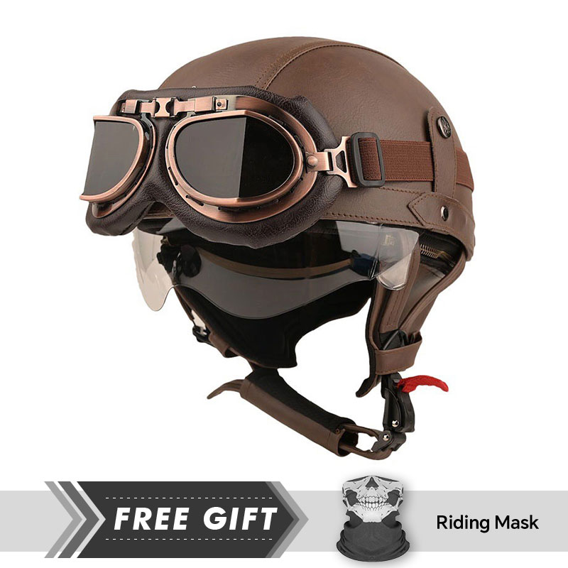 Motorcycle Gear Store - หมวกกันน็อครถมอเตอร์ไซค์น้ำหนักเบาหมวกกันน็อคแบบครึ่งใบได้รับการรับรอง Helm Half Face การชนสำหรับขับขี่
