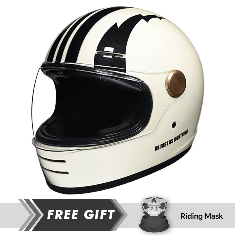 Motorcycle Gear Store - หมวกกันน็อคมอเตอร์ไซค์หนังเต็มหน้าสําหรับผู้ชายผู้หญิงพร้อมเลนส์ใส DOT ได้รับการอนุมัติความสามารถจากถนนวัสดุ ABS เพิ่มความปลอดภัย