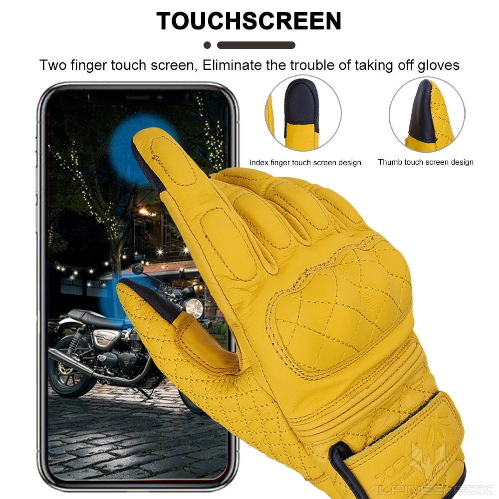 Retro รถจักรยานยนต์ถุงมือหนังแ - Motorcycle Gear Fox บทวิจารณ์และราคา